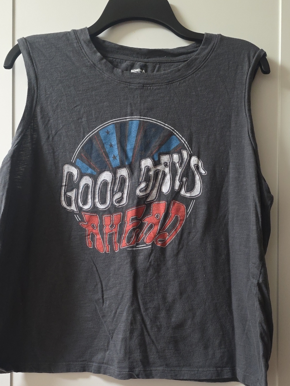 Sonoma Charcoal Graphic Muscle Tee with 'Good Days Ahead' Graphic Size XL